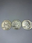 3 Lot Of 1953 1957 1957 Washington Silver Quarter Coin 25C 90%