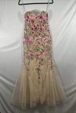 NWT MAC DUGGAL [ 6 ] 20652 Straples Sheer Bustier Embroidered Mermaid Gown S1572