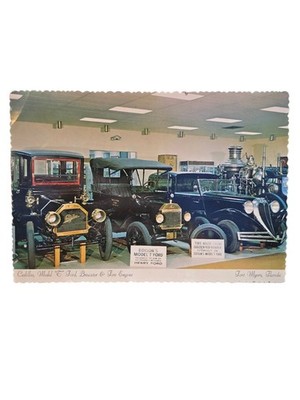 Thomas Edison Museum Fort Myers FL Vintage Krome Postcard Cadillac Model T Cars