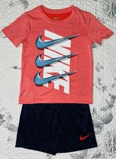 Boys Nike Light Red T-Shirt  Navy Shorts Set Sz/ 4