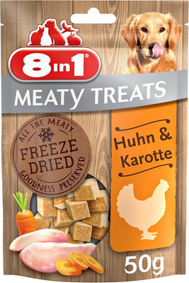 8in1 Meaty Treats Hundeleckerli Huhn & Karotte Gefriergetrocknet 50g