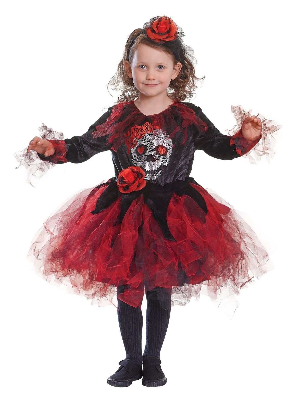 Childs Skull Tutu Fancy Dress Costume (Red & Black) Age 8 Years