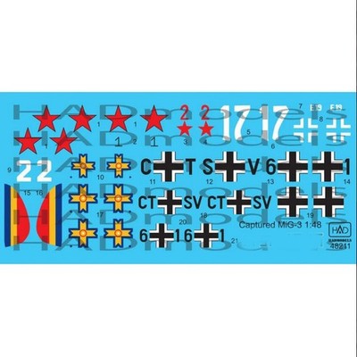 Had Models 48211 1/48 Decal For Captured Mig-3 Accessories Kit