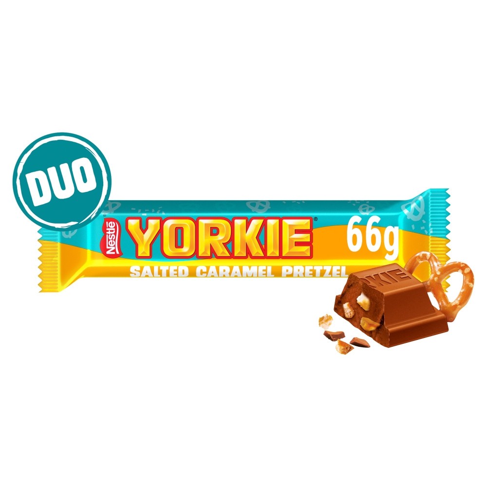 Yorkie Salted Caramel Pretzel Milk Chocolate DUO Bar 66g (Pack Of 24)