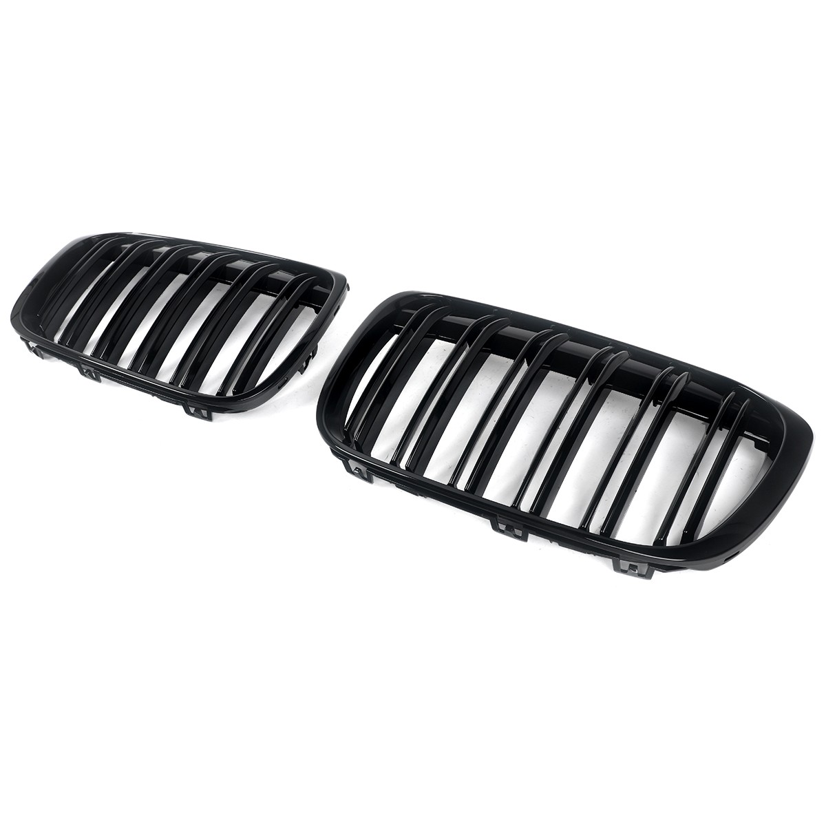Glossy Black Dual Slats Front Kidney Grille Grill For 2016-2019 BMW X1 F48 F49