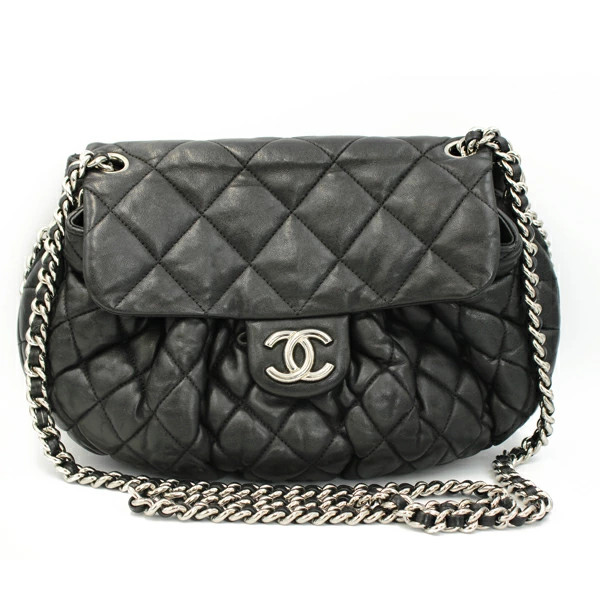 Chanel Luxury Line Chain Shoulder Bag Calf Leather Black A49889 from Japan #067