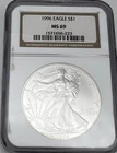 1996 American Silver Eagle $1 NGC MS69 KEY DATE Low Mintage ASE .999 Silver 1oz!