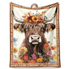 Highland Cow Blanket Gifts for Women, Cute 50 x 60 Inch Flannel Cow Print Thr...