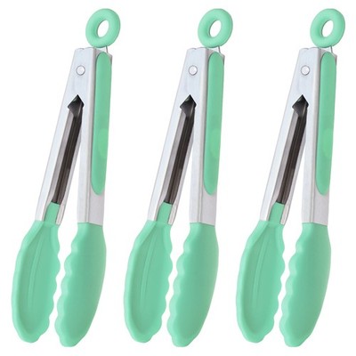 Mint Silicone Cooking Serving Mini Kitchen Food Tongs 7 Inch 3 PCS Set Food