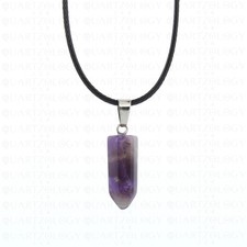 Amethyst Hexagon Necklace Natural Quartz Pendant Crystal Healing Point Cut UK