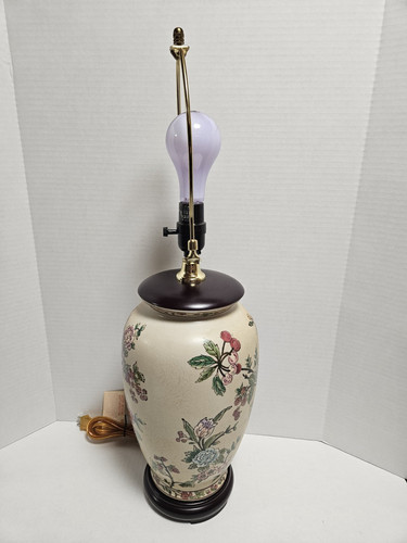 Vintage Chinoiserie Emaille Keramik Ingwerglas Vase Tischlampe Floral - Bild 2 von 10