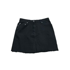 VTG Y2K Ralph Lauren Jeans Black Denim Mini Skirt Frayed Hem Size 8 Medium