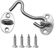 4 Pack 3" Hook and Eye Gate Latch, Stainless Steel Rust-Resistant Barn Door Lock