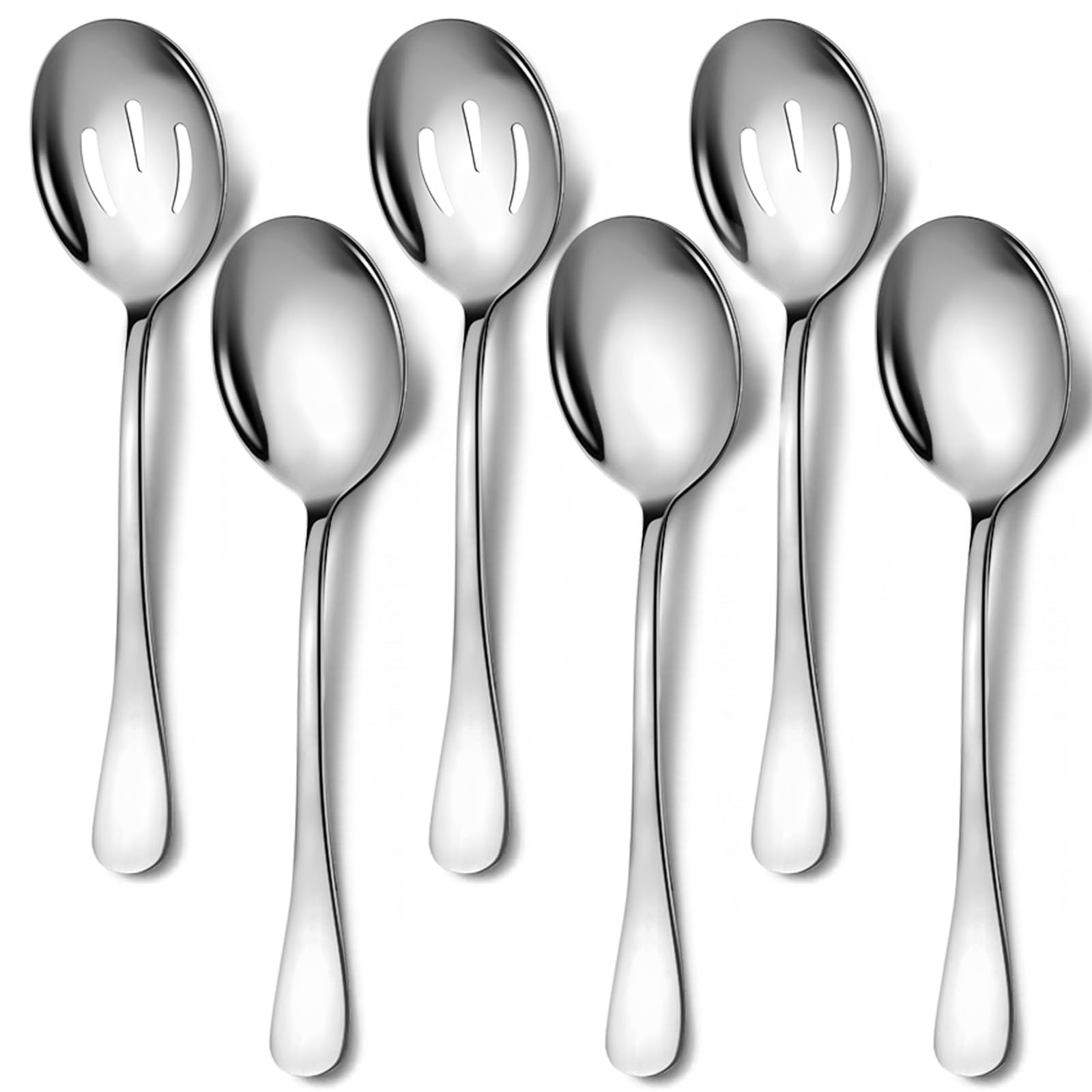 6-Piece Stainless Steel Serving Spoon Set with 3 Versatile Utensils for Dining