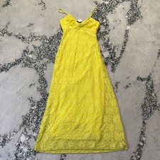 Nordstrom NSR Dress Womens Size XS Yellow Floral Twist Front Keyhole Lace Halter