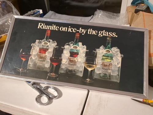 Vintage 1980s Riunite Wine Alcohol Framed Advertising Sign Approximately 9x19