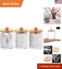 10 Oz Cotton Swab/Ball/Pad Holder, Qtip Apothecary Jar, Clear Bathroom Contai...