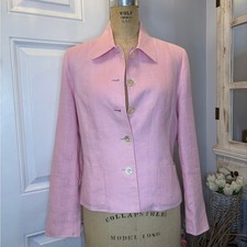 Lauren Ralph Lauren Pink 100 Linen Blazer Jacket Womens 8 Button Front Preppy