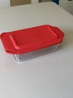 Vintage Pyrex Sculptured Cranberry Loaf Pan with Lid 1.5 QT- Lid 213-PC