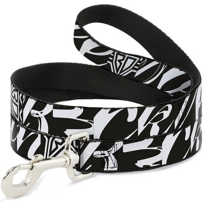 Dog Leash 6-FEET BD Logo/BUCKLE-DOWN Script Black/White WIDE 1.5''