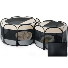 Cat Playpen, 71"x 24" Large Portable Puppy Playpen, 2-Room Foldable Dog Playp...