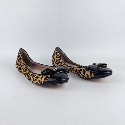 Dune London Flat Womens 38 Multi Leopard Print Faux Leather Bow Detailed
