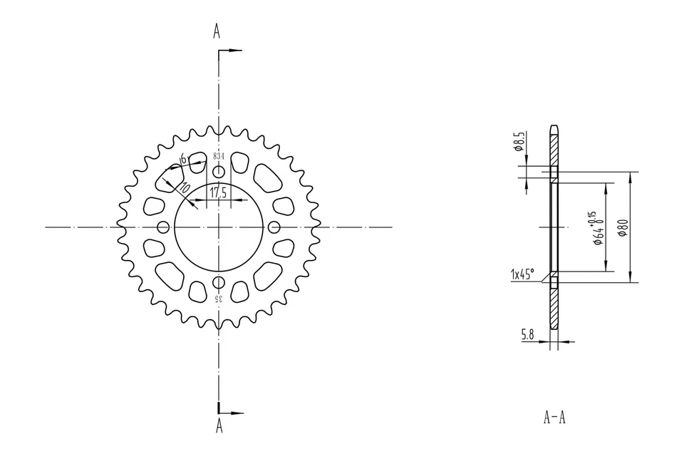 For Yamaha TTR110E 2008-2016 BikeMaster 965024 420 Series Rear Sprocket Foto 2 de 2