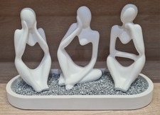 3er Set Moderne Deko Raysin Skulpturen Abstrakte Figuren Weiß Kunst Handarbeit