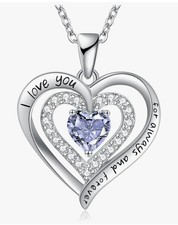 Necklaces for Women Birthstone Heart Necklace Jewelry for Wife Girl Jun