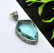 Aquamarine Gemstone Handmade 925 Sterling Silver Jewelry Gift To her Pendant