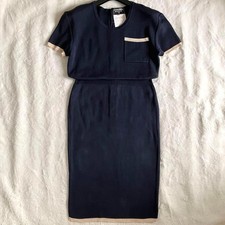 Chanel Cotton Silk Elephant Gold Button Short Sleeve Dress Women's Size 38 Pre-
