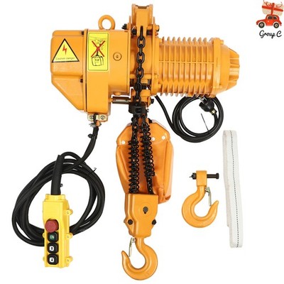 110V 1.6KW 2204LBS 1Ton Electric Chain Hoist Single Phase Hoist Crane 10FT Chain