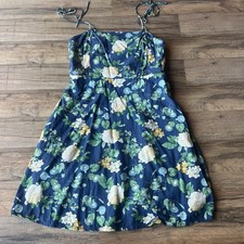 Old Navy Floral Dress Fit and Flare Blue Mini Cottagecore Beach Sundress Sz S