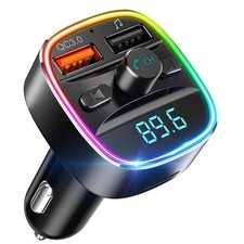Bluetooth FM Transmitter with Dual USB Charger  Hands-Free Calling - Black