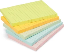 Amazon Basics Sticky Notes, 4x6 Inches, Assorted Colors 5 pack, 