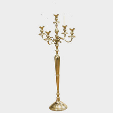 Kerzenständer 5 armig Kerzenleuchter Kandelaber aus Metall BIG 120cm GOLD