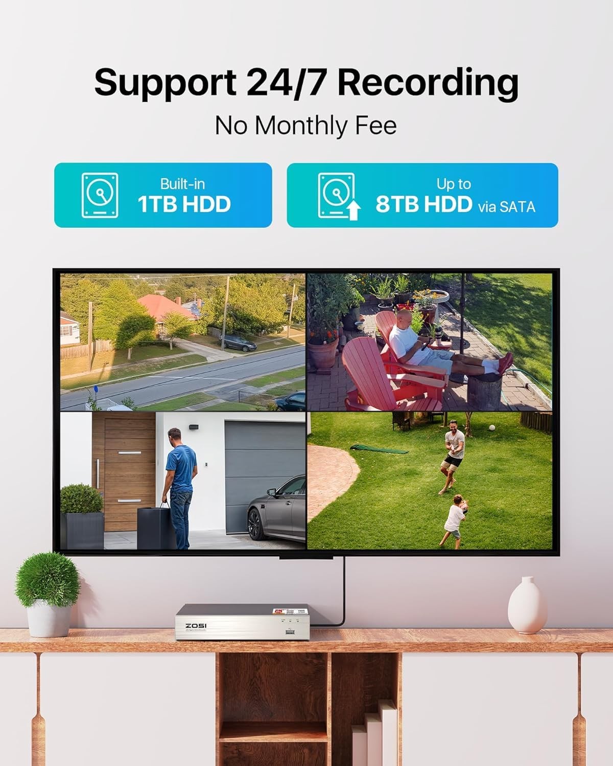 3K Lite Security Camera System with AI Human Vehicle Detection,H.265+ 8CH HD ...