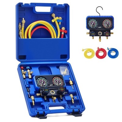 R410A Gauges, AC Manifold Gauge Set for R22 R32 410A 134A Refrigerant, 3 Way AC