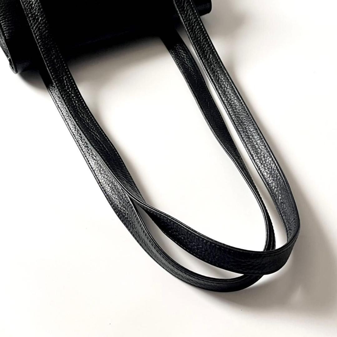 Versace Leather Shoulder Bag Tote Black Flap Medusa Grained Leather Used thumbnail 8