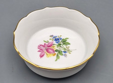 Meissen Porzellan Schale D 8 cm, Blumen Bukett Handmalerei Goldrand, Schwerter