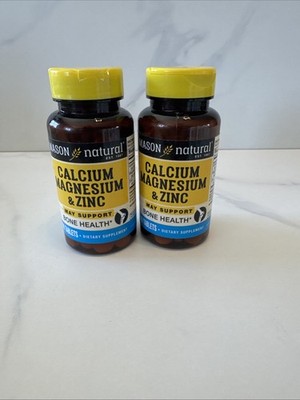 2 Pack Mason Natural CALCIUM MAGNESIUM ZINC Exp 02/2028 100 Tablets Each New