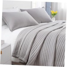 Max Oversized California King Quilt Set   112"x106" Soft Oversized King Grey