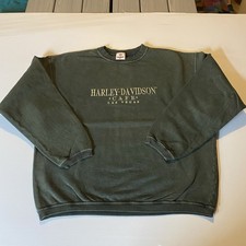 Vintage Harley Davidson Cafe 90s Embroidered Sweatshirt GREEN Size XL
