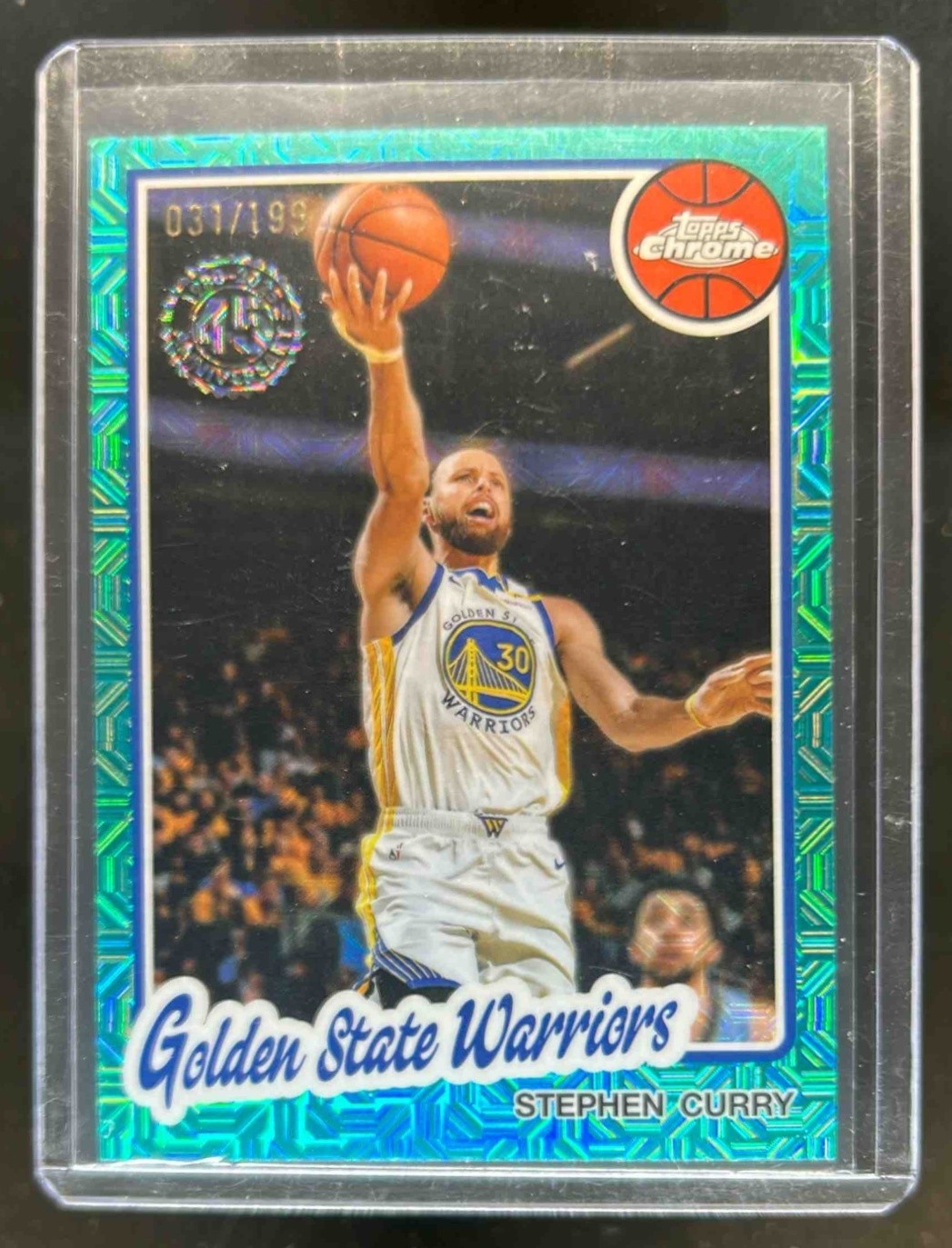 2025-26 Topps Stephen Curry 1980-81 Chrome Aqua Mojo Refractor #31/199 Warriors