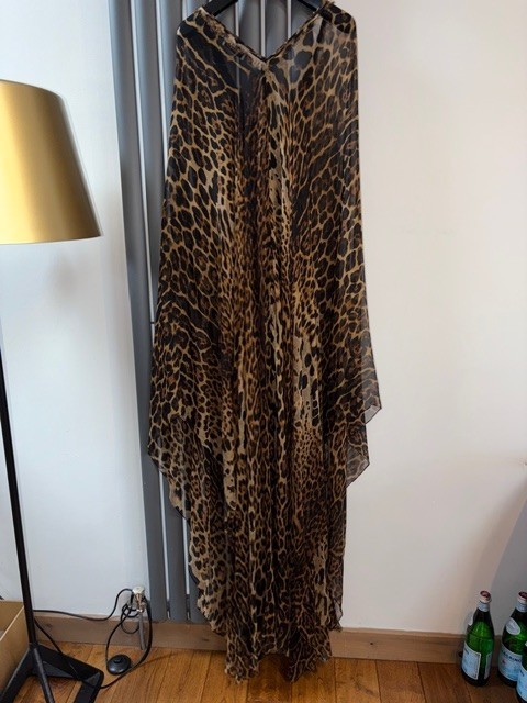 SAINT LAURENT Leopard Silk Kaftan Dress Beach £3,990 aso Runway UK  8 10 12 14 thumbnail 14