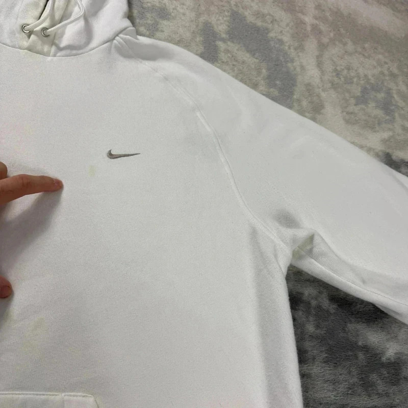 Vintage Nike 2000's Y2K White Mini Solo Swoosh Hoodie Men’s Size XL image 10