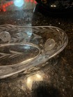 ANTIQUE  ELABORATELY ETCHED FLOWERS  GLASS DISH.  OBLONG SHAPE. EARLY 1900'S.  — photo 4