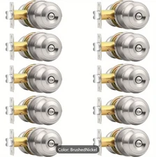Probrico Brushed Nickel Bed/Bath Door Knobs, Satin Ball Door Knob, Interior Door