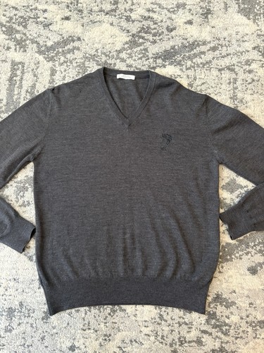 Designer Rare Versace Collection Wool V-Neck Sweater Medusa Logo Made in Tunisia