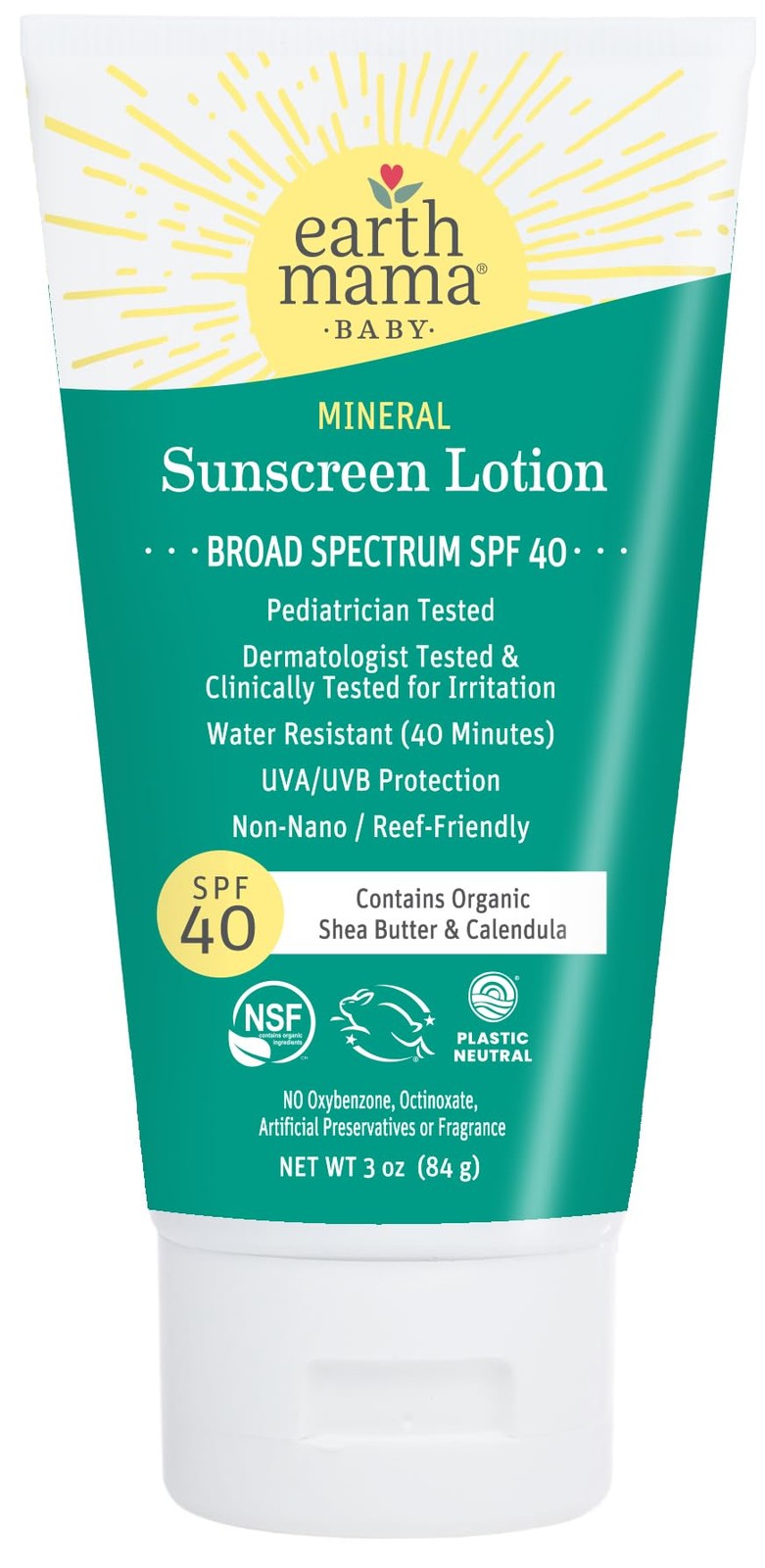 Baby Mineral Sunscreen SPF 40 | Reef Safe, Non-Nano Zinc, Water-Resistant, Natural Protection